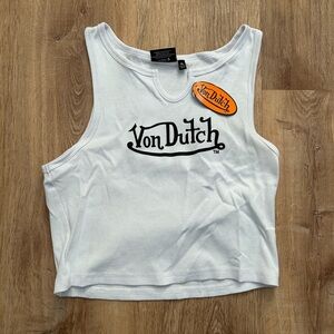 Von Dutch White Crop Top with Black Logo